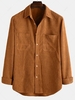 Chemise en Couleur Unie avec Poche Jointive à Manches Longues 2xl Café
