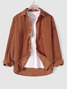 Chemise en Couleur Unie en Velours Côtelé à Manches Longues Xl Café profond