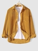 Chemise en Couleur Unie en Velours Côtelé à Manches Longues Xl Jaune