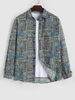 Chemise en Lin et Coton à Manches Longues à Imprimé Minuscules Fleurs Xl