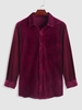 Chemise en Velours à Manches Longues Xl Rouge foncé