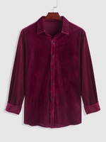 Chemise en Velours à Manches Longues Xl Rouge foncé