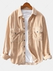 Chemise en Velours Côtelé Boutonnée avec Double Poches 3xl Jaune clair