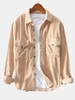 Chemise en Velours Côtelé Boutonnée avec Double Poches Xl Jaune clair