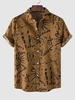 Chemise Ethnique Motif de Graffiti à Manches Courtes L Jaune