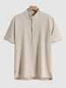 Chemise Fente Latérale Plissée à Demi-Bouton L Café lumière