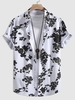 Chemise Florale Boutonnée à Manches Courtes Xxl Blanc