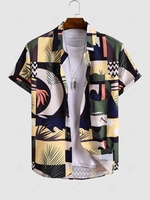 Chemise Géométrique à Imprimé Feuille avec Poche en Avant S Vert forêt noire