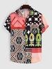 Chemise Géométrique Colorée Imprimée avec Poche en Avant M Rouge haricot
