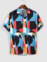 Chemise Géométrique Colorée Jointive Imprimée Irrégulière S Multi a