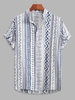 Chemise Géométrique Motif de Style Ethnique à Demi-Bouton Xl Blanc
