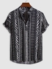 Chemise Géométrique Motif de Style Ethnique à Demi-Bouton Xl Noir