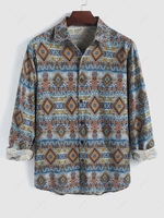 Chemise Géométrique Motif de Style Ethnique avec Bouton en Avant Xs Multi b