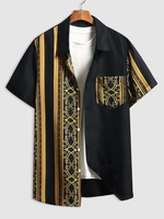 Chemise Graphique Imprimée Boutonnée avec Poche S Noir