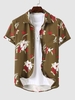 Chemise Haute-Bas à Imprimé Feuille et Fleur Tropicale L Sépia