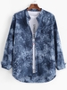 Chemise Haute Basse Vintage Teintée à Manches Longues avec Poche Xl Bleu