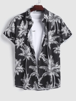 Chemise Hawa enne à Imprimé Cocotier à Manches Courtes Xl Noir