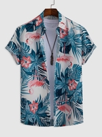 Chemise Hawa enne à Imprimé Flamants Roses et Feuilles Tropicales Xxl