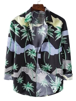 Chemise Hawa enne avec Imprimé Palmier Rayée à Manches Longues 2xl Noir