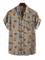 Chemise Hawa enne Boutonnée à Imprimé Fleur à Manches Courtes S Vert camouflage