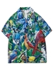 Chemise Hawa enne de Vacances à Imprimé Perroquet Tropical M Vert printemps moyen