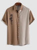 Chemise Hawa enne Rayée Motif de Cocotier à Manches Courtes Xl Café