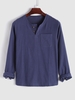 Chemise Henley avec Poche en Avant M Cadetblue