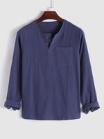 Chemise Henley avec Poche en Avant M Cadetblue