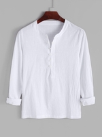 Chemise Henley Boutonnée en Couleur Unie M Blanc