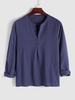 Chemise Henley Boutonnée en Couleur Unie Xl Bleu cadette