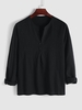 Chemise Henley Boutonnée en Couleur Unie Xl Nuit