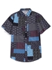 Chemise Imprimée Fleurie Tribale à Manches Courtes 2xl Bleu lapis