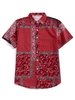 Chemise Imprimée Fleurie Tribale à Manches Courtes L Rouge