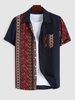 Chemise Imprimée Style Ethnique avec Poche en Avant L Bleu profond