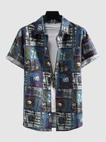 Chemise Imprimée Style Ethnique Boutonnée Xl Multi a