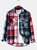 Chemise Jointive à Carreaux avec Poche en Flanelle L Vert profond