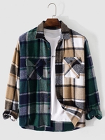 Chemise Jointive à Carreaux avec Poche en Flanelle M Café