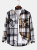 Chemise Jointive à Carreaux avec Poche en Flanelle S Gris