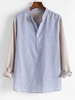 Chemise Jointive Rayée Contrastée à Demi-Bouton 2xl Bleu clair