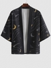 Chemise Kimono à Imprimé Ciel Etoilé Galaxie Abstrait Xl Noir