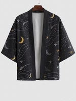 Chemise Kimono à Imprimé Ciel Etoilé Galaxie Abstrait Xl Noir