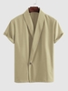 Chemise Kimono Décontractée Boutonnée à Manches Courtes Xxl Café lumière