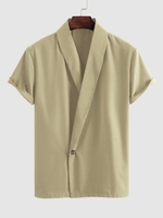 Chemise Kimono Décontractée Boutonnée à Manches Courtes Xxl Café lumière