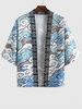 Chemise Kimono de Vacances de Plage à Imprimé Vague D