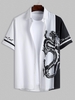 Chemise Lettre Dragon en Blocs de Couleurs à Manches Courtes Style Chinois L Nuage gris