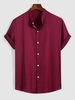 Chemise Maigre en Couleur Unie à Col Debout avec Bouton Xxl Rouge