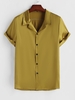 Chemise Maigre en Couleur Unie Manches Courtes à Col Revers M D