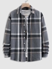 Chemise Motif à Carreaux à Manches Longues à Ourlet Asymétrique M Gris