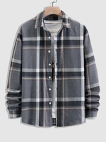 Chemise Motif à Carreaux à Manches Longues à Ourlet Asymétrique M Gris
