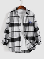 Chemise Motif à Carreaux à Manches Longues M Gris